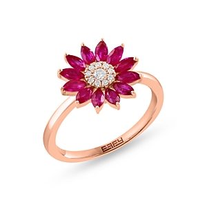 Bloomingdale's Ruby & Diamond Flower Ring in 14K Rose Gold - 100% Exclusive- 4570345