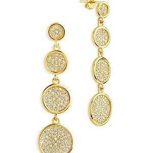 Sterling Forever Amy Pave Disc Graduated Linear Drop Earrings- 4600584
