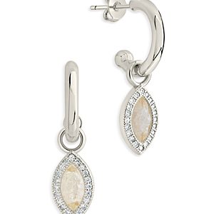 Sterling Forever Calla Crystal Drop Hoop Earrings- 4600585