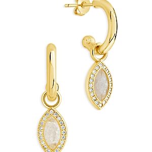 Sterling Forever Calla Crystal Drop Hoop Earrings- 4600585