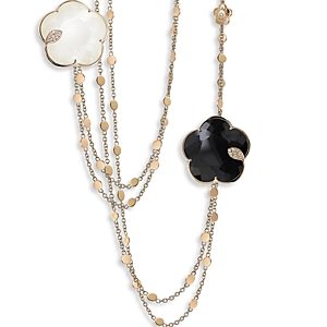 Pasquale Bruni 18K Rose Gold Ton Joli Multi Stone & Multicolor Diamond Long Flower Statement Necklace, 39.37- 4577860
