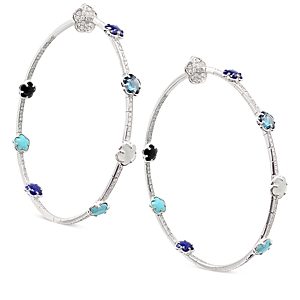 Pasquale Bruni 18K White Gold Figlia dei Fiori Multi Gemstone & Diamond Hoop Earrings- 4577861