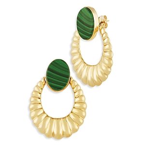 Bloomingdale's Malachite Hoop Earrings in 14K Yellow Gold - 100% Exclusive- 4597086