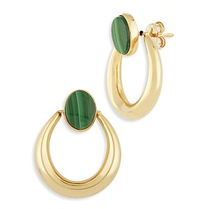 Bloomingdale's Malachite Hoop Earrings in 14K Yellow Gold - 100% Exclusive- 4597085
