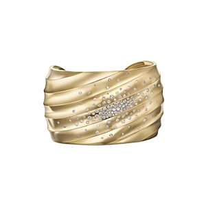 David Yurman 18K Yellow Gold Cable Edge Pave Diamond Cuff- 4360703