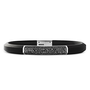 David Yurman Men's Sterling Silver Streamline Black Diamond Pave Black Rubber Bracelet- 4360815