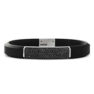 David Yurman Sterling Silver Streamline Black Diamond Pave Black Rubber Bracelet- 4360812