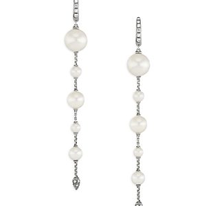 David Yurman Sterling Silver Pearl Cultured Freshwater Pearl & Diamond Drop Earrings- 4360771