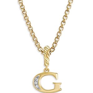David Yurman 18K Gold Amulets Diamond Pave Initial Pendant- 4555957
