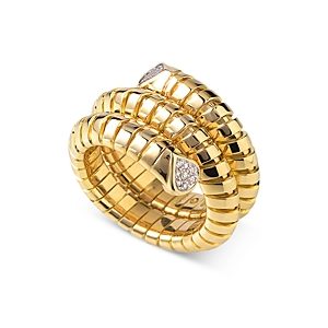 Marina B 18K Yellow Gold Trisola Diamond End Pave Coil Ring- 3954736