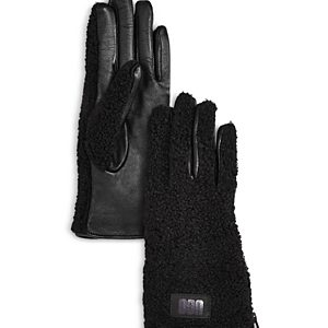 Ugg Leather & Sherpa Zip Gloves- 4480238