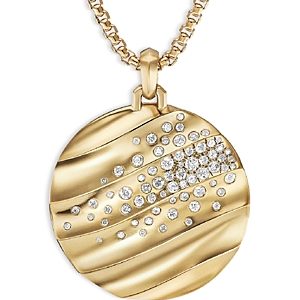 David Yurman Cable Edge Pendant in Recycled 18K Yellow Gold with Pave Diamonds- 4360716