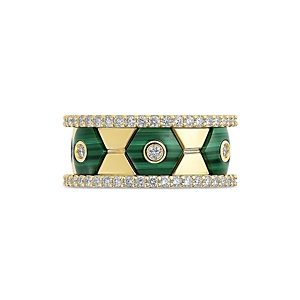 Miseno Jewelry 18K Yellow Gold Baia Malachite & Diamond Hexagon Band- 4600864