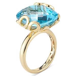 Miseno Jewelry 18K Yellow Gold Sea Leaf Blue Topaz Ring- 4607658