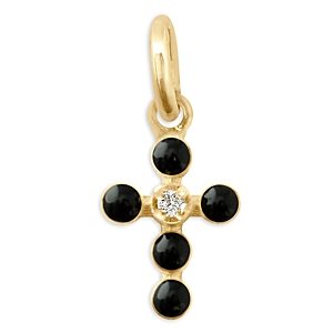 Gigi Clozeau 18K Yellow Gold Madone Croix Black Bezel & Diamond Cross Pendant- 4538228