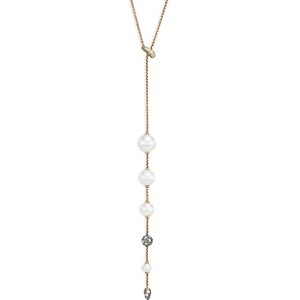 David Yurman 18K Yellow Gold Cultured Freshwater Pearl & Pave Diamond Y Necklace, 28- 4360732