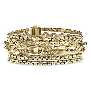 David Yurman 18K Yellow Gold Multirow Chain Bracelet- 4360693