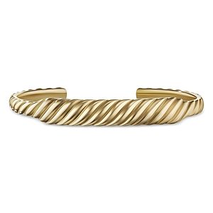 David Yurman 18K Yellow Gold Sculpted Cable Contour Cuff Bangle Bracelet- 4360695