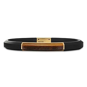 David Yurman Streamline Id Black Rubber Bracelet with Tiger's Eye and 18K Yellow Gold- 4360819
