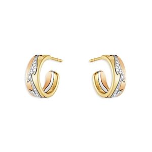 Georg Jensen 18K Tricolor Gold Fusion Diamond Hoop Earrings- 4471761