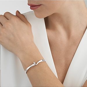 Georg Jensen Sterling Silver Torun Diamond Hook Bangle Bracelet- 4598303