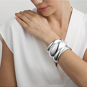Georg Jensen Sterling Silver Curve Wide Bangle Bracelet- 4598285