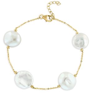 Bloomingdale's Cultured Freshwater Pearl Link Bracelet in 14K Yellow Gold - 100% Exclusive- 4613005