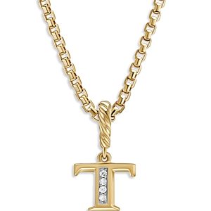 David Yurman 18K Gold Amulets Diamond Pave Initial Pendant- 4555957
