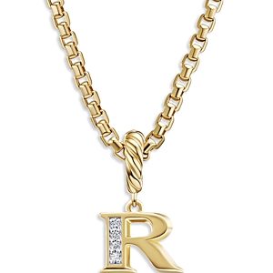 David Yurman 18K Gold Amulets Diamond Pave Initial Pendant- 4555957