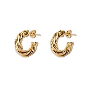 Argento Vivo Twist Textured Small Hoop Earrings in 18K Gold-Plated Sterling Silver- 4613409