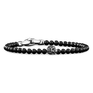 David Yurman Men's Sterling Silver Memento Mori Onyx & Diamond Skull Bracelet- 4363999