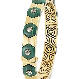 Miseno Jewelry 18K Yellow Gold Baia Malachite & Diamond Bangle Bracelet- 4600874