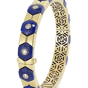 Miseno Jewelry 18K Yellow Gold Baia Lapis & Diamond Bangle Bracelet- 4600873