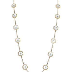 Miseno Jewelry 18K Yellow Gold Baia Mother of Pearl & Diamond Hexagon Station Necklace, 32- 4600876