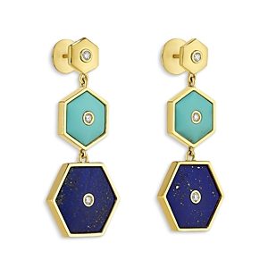 Miseno Jewelry 18K Yellow Gold Baia Multi Stone & Diamond Hexagon Drop Earrings- 4600881