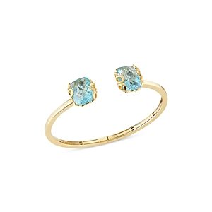Miseno Jewelry 18K Yellow Gold Sea Leaf Blue Topaz Cuff Bracelet- 4607663