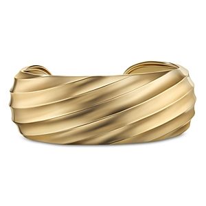 David Yurman Cable Edge Recycled 18K Yellow Gold Wide Cuff Bracelet- 4360711
