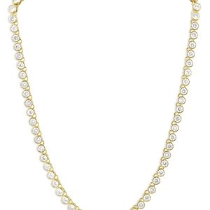 Aqua Sahira Cubic Zirconia Bezel Tennis Necklace in 18K Gold Plated Sterling Silver, 16 - 100% Exclusive- 4618213