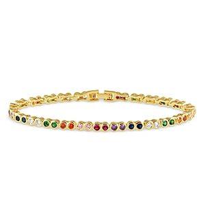 Aqua Sahira Rainbow Cubic Zirconia Bezel Tennis Bracelet in 18K Gold Plated Sterling Silver - 100% Exclusive- 4618223