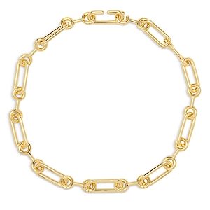 Aqua Lacey Chain Collar Necklace in 18K Gold Plated Sterling Silver, 16 - 100% Exclusive- 4618220