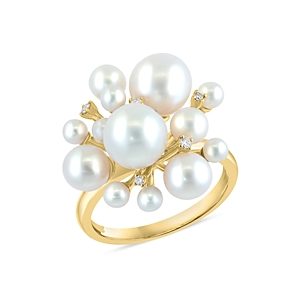 Bloomingdale's Cultured Freshwater Pearl & Diamond Cluster Ring in 14k Gold - 100% Exclusive- 4613009