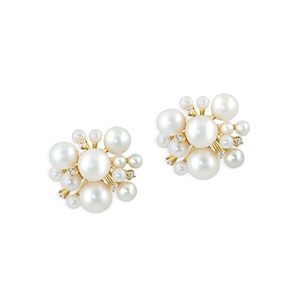 Bloomingdale's Cultured Freshwater Pearl & Diamond Cluster Stud Earrings in 14k Gold - 100% Exclusive- 4613006