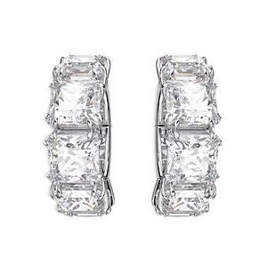 Swarovski Millenia Square Crystal Clip On Hoop Earrings in Rhodium Plated- 4613475