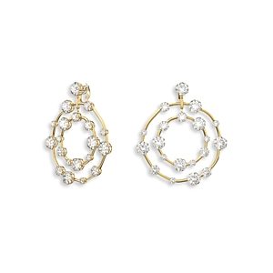 Swarovski Constella Crystal Orbital Clip On Drop Earrings in Gold Tone- 4613462
