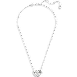 Swarovski Matrix Baguette Crystal Woven Heart Pendant Necklace in Rhodium Plated, 15-17- 4613469
