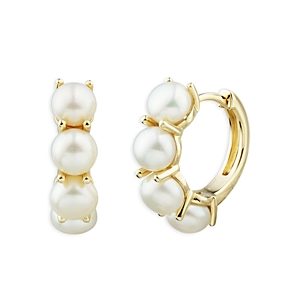Bloomingdale's Cultured Freshwater Button Pearl Hoop Earrings in 14K Yellow Gold - 100% Exclusive- 4634054