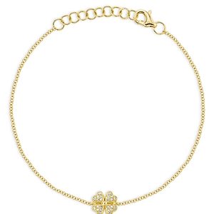 Moon & Meadow 14K Yellow Gold Diamond Clover Link Bracelet- 4625872