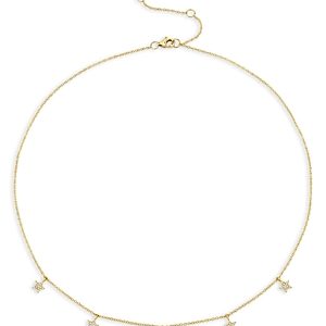 Moon & Meadow 14K Yellow Gold Star Station Necklace with Diamonds, 18 - 100% Exclusive- 4625864