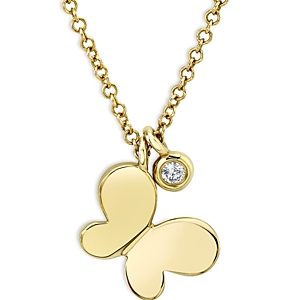 Moon & Meadow 14K Yellow Gold Butterfly Necklace with Diamonds, 18 - 100% Exclusive- 4625869