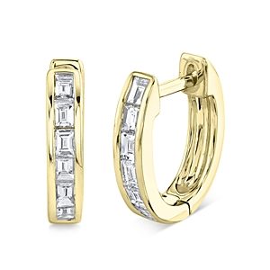 Moon & Meadow 14K Yellow Gold Diamond Baguette Huggie Earrings, 0.33 ct. t.w. - 100% Exclusive- 4625868